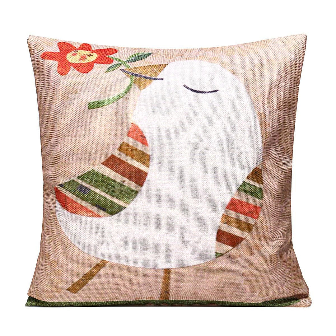 45x45cm Bird Flax Square Pillow Case Cushion Cover Sofa Throw Home Bedroom Decor - Trendha