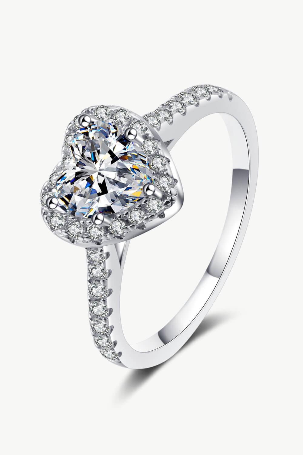 1 Carat Moissanite Heart-Shaped Ring - Trendha