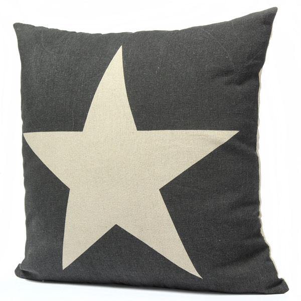 Linen Star Throw Pillow Case Car Cushion Cover Sofa Decorative - Trendha