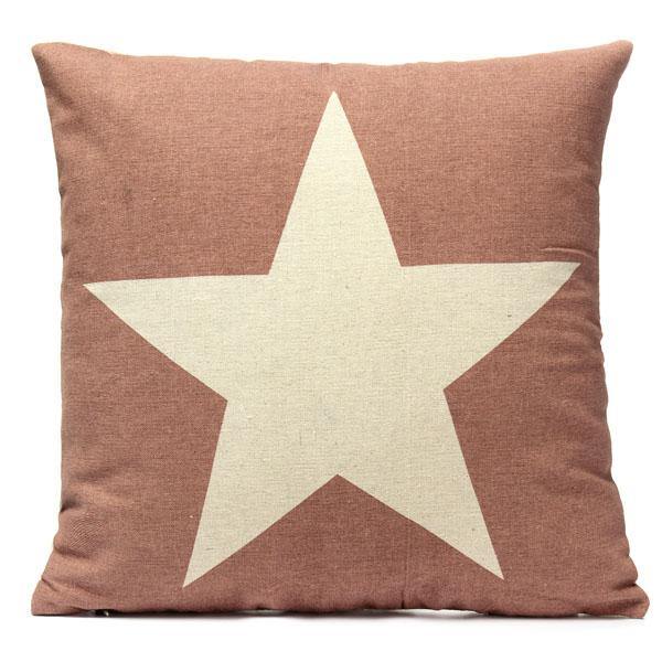 Linen Star Throw Pillow Case Car Cushion Cover Sofa Decorative - Trendha
