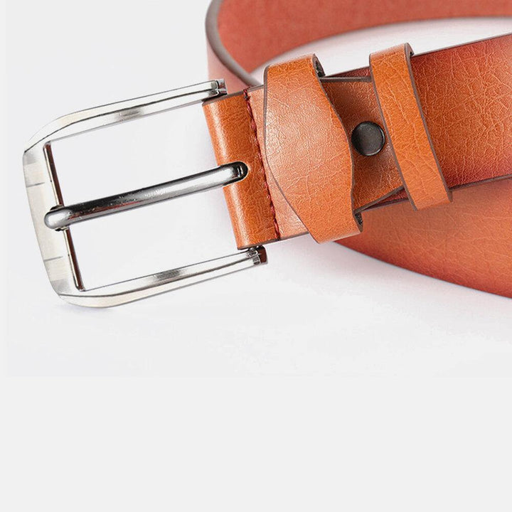 Men Faux Leather 120CM Pin Buckle Business Casual Fashion Leather Pants Belt - Trendha