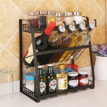 3 Layers Kitchen Spice Rack Stainless Steel Countertop Spice Jars Bottle Shelf - Trendha