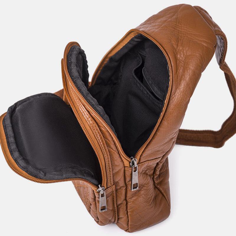 Women PU Leather Tassel Large Capacity Earphone Hole Anti-theft Crossbody Bags Shoulder Bag Chest Bag - Trendha