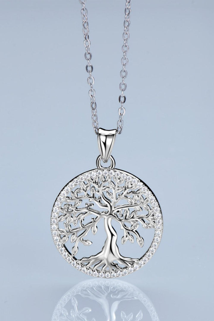 925 Sterling Silver Moissanite Tree Pendant Necklace - Trendha