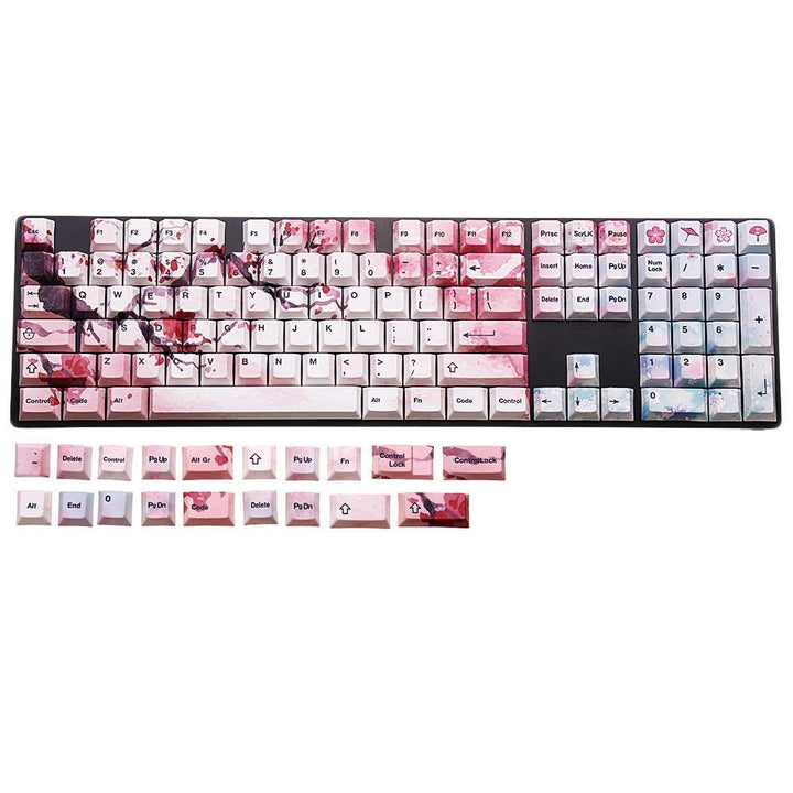 127 Keys Cherry Blossom Keycap Set OEM Profile PBT Five-sided Sublimation Keycaps for Mechanical Keyboard - Trendha