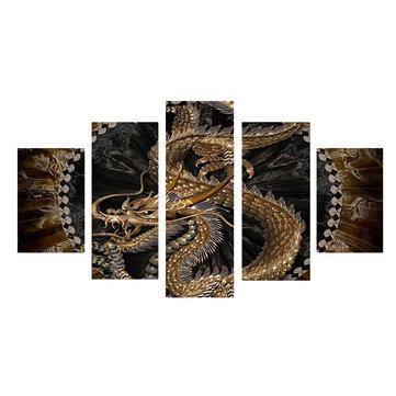 5Pcs Canvas Print Paintings Dragon Pattern Wall Decorative Art Pictures Frameless Wall Hanging Home Office Decoration - Trendha