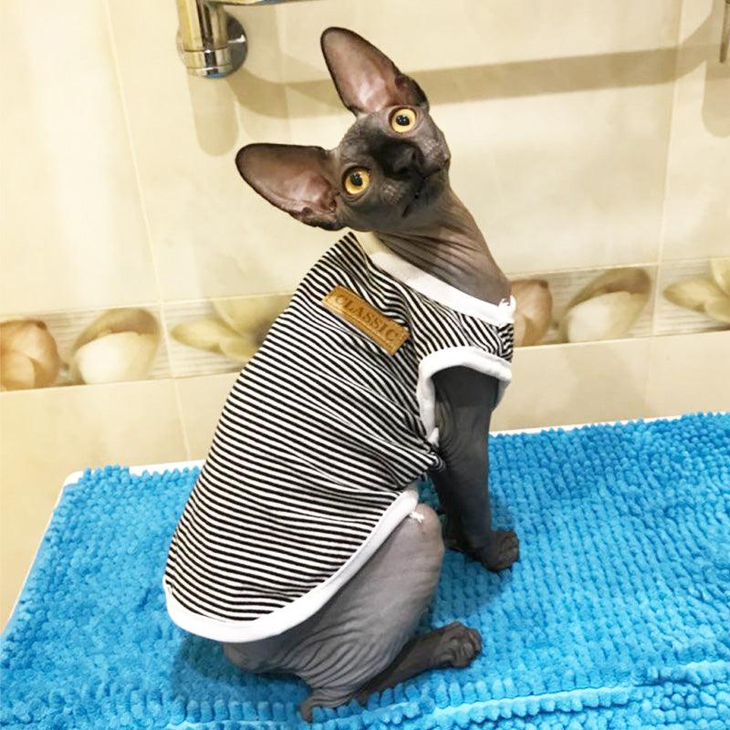 Cat's Summer Striped Cotton T-Shirts - Trendha