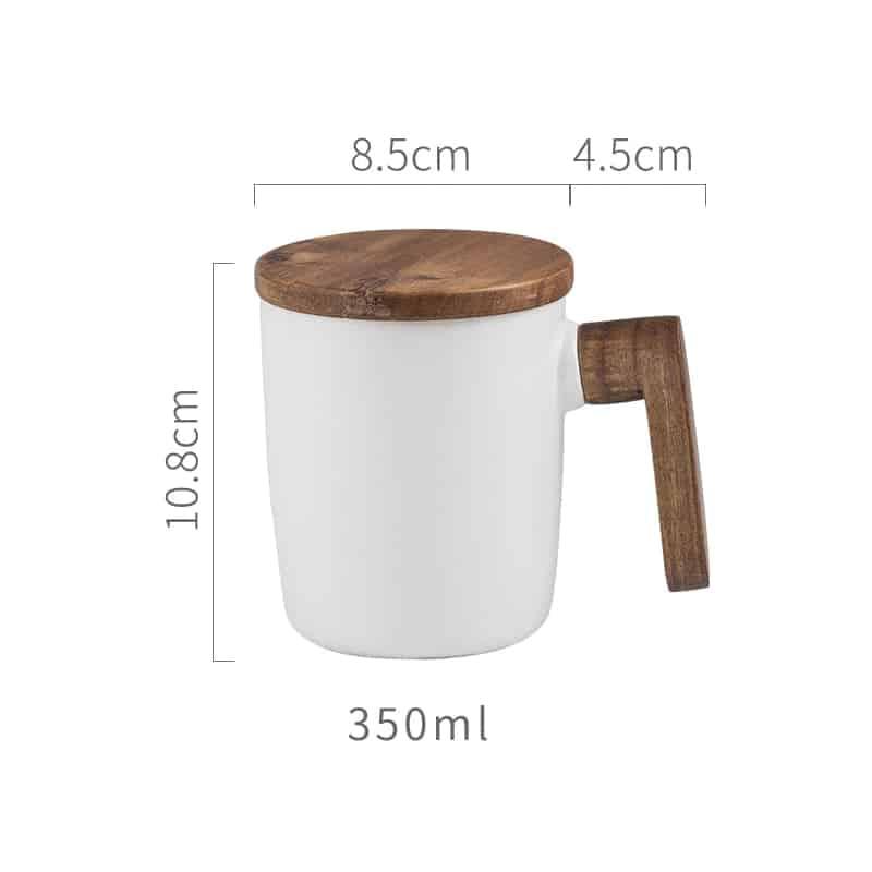 Ceramic Coffee Mug with Wooden Handle and Cover - Trendha