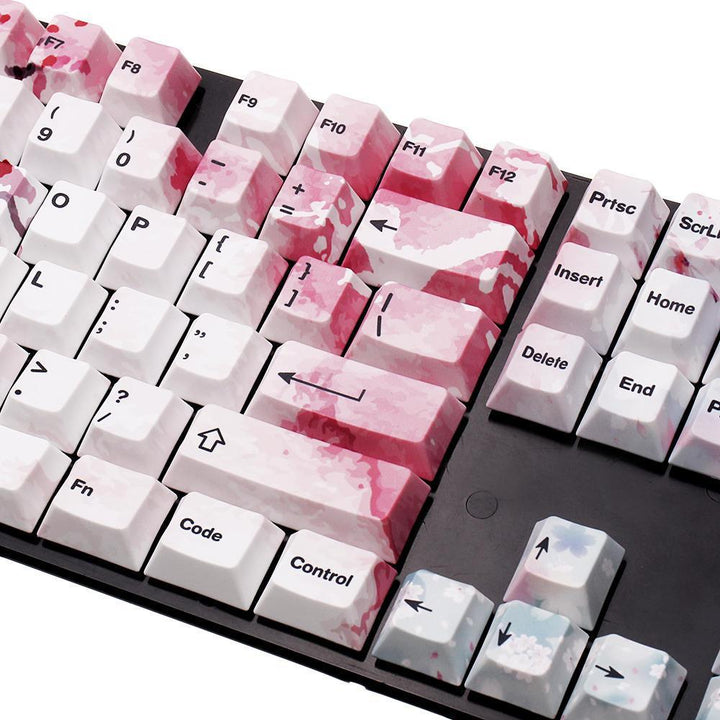 127 Keys Cherry Blossom Keycap Set OEM Profile PBT Five-sided Sublimation Keycaps for Mechanical Keyboard - Trendha