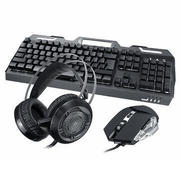 3-In-1 USB Wired 3200DPI Mouse Colorful Headset Rainbow Backlight Mechanical Keyboard Set with Mouse Pad for Desktop Computer Notebook - Trendha