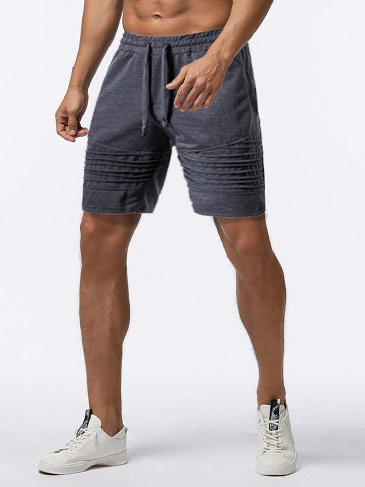 Mens Bicycle Pocket Elastic Waist Solid Color Drawstring Loose Shorts Sport Shorts - Trendha