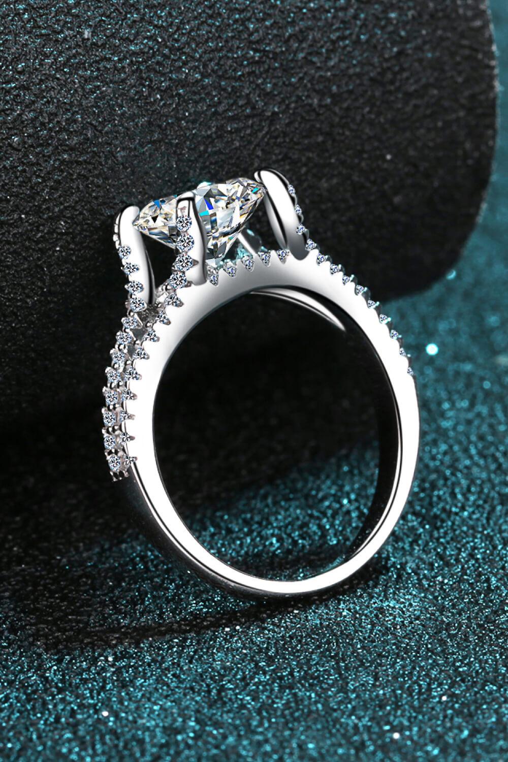 Stylish Moissanite Sterling Silver Ring - Trendha