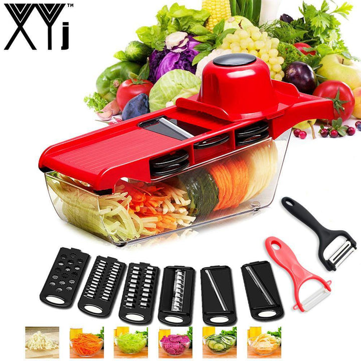 XYJ CCFG8901 Multi-function Vegetable Cutter Steel Blade Mandoline Slicer Potato Peeler Carrot Cheese Grater Vegetable Slicing Tool - Trendha