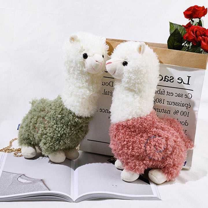 Women Lamb Wool Cute Cartoon 3D Alpaca Shape Soft Creative Small Shoulder Bag Crossbody Bag With Chain - Trendha