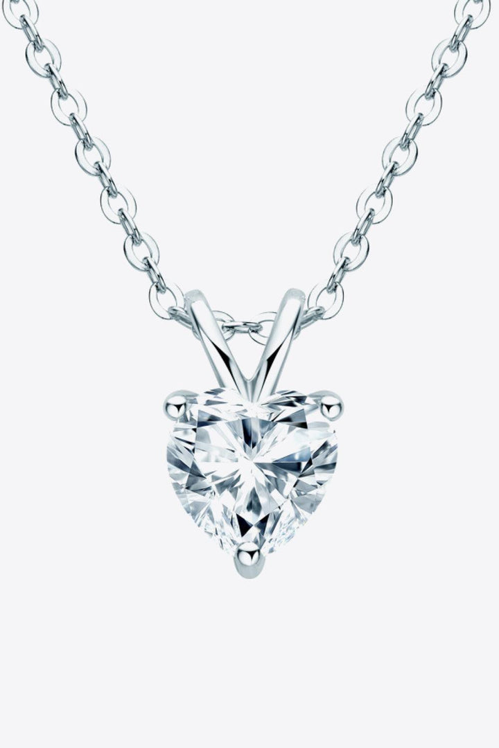 1 Carat Moissanite Heart-Shaped Pendant Necklace - Trendha