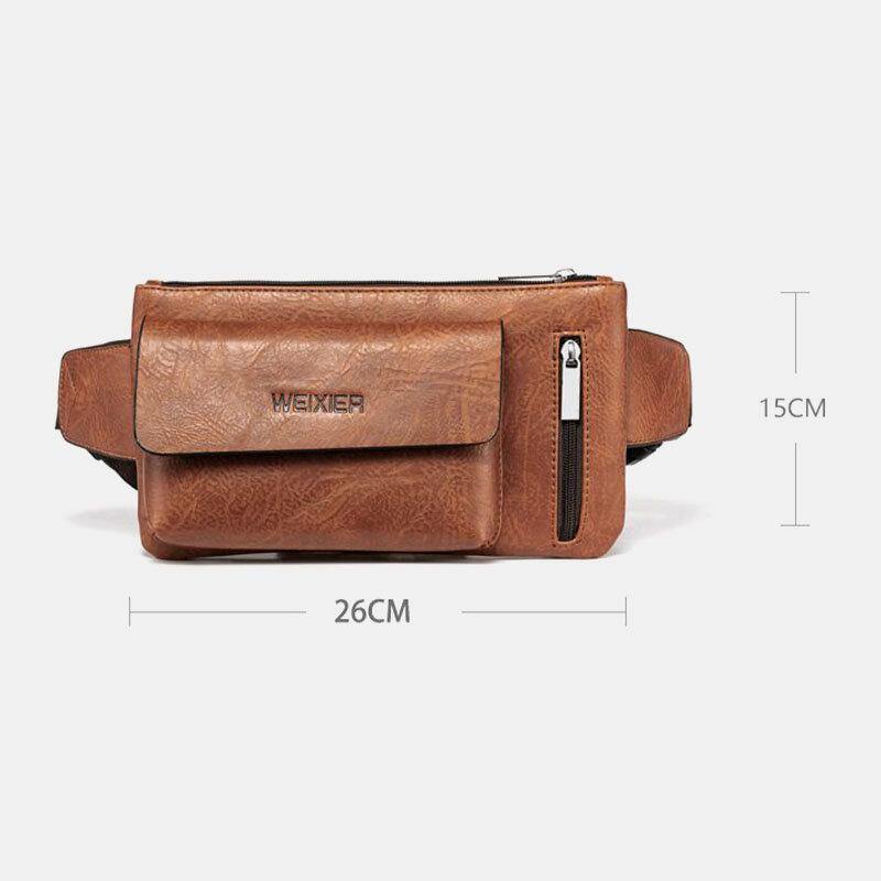 Men's Large Capacity PU Leather Anti-Theft Phone Bag Waist/Chest/Crossbody Bag - Trendha