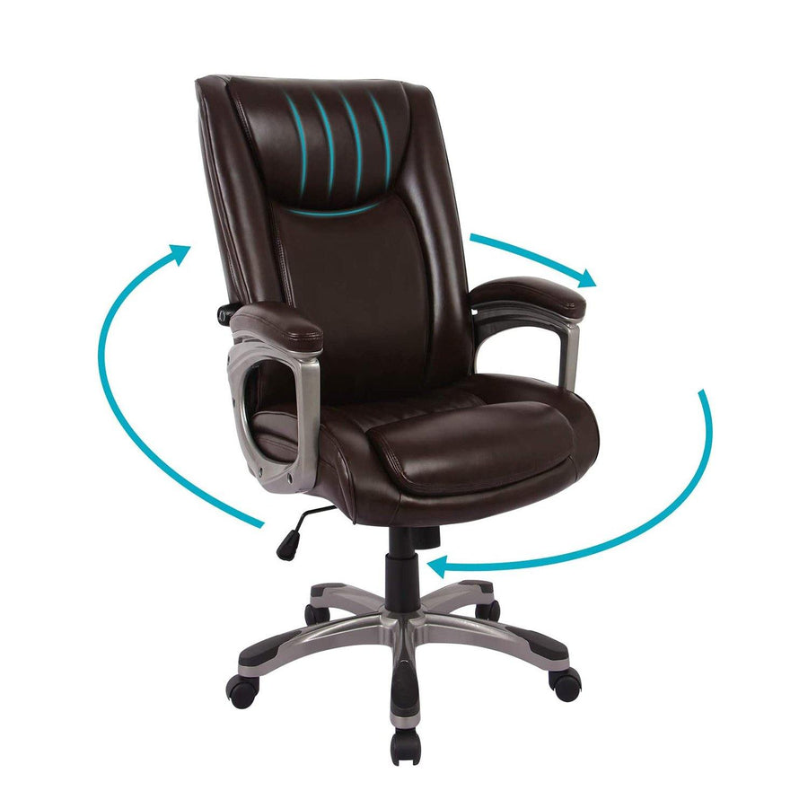 Office Chair Ergonomic Desk Chair PU Leather Computer Chair with Lumbar Support Task Chair Rolling Swivel Executive Chair for Women Adults Black - Trendha