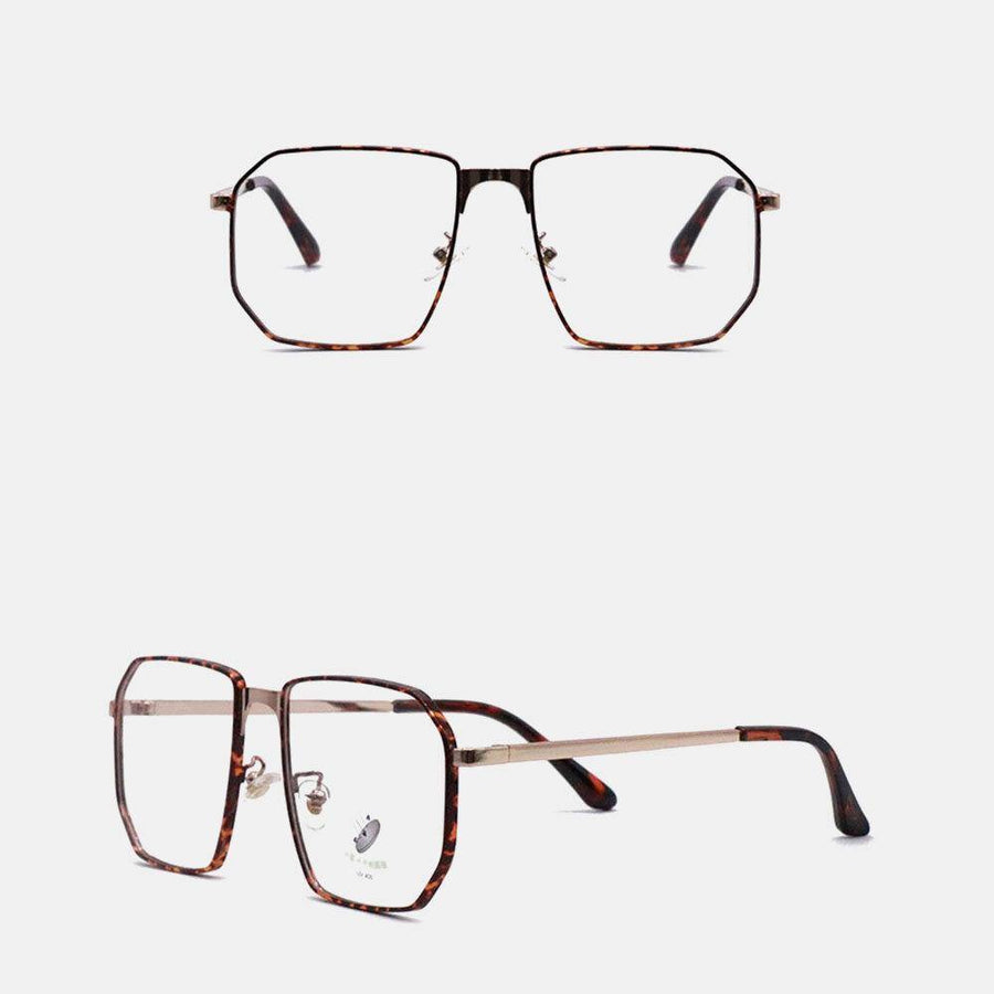 Unisex Polygonal Metal Full Frame Myopia Glasses Frame Anti-Blue Light Fashion Flat Glasses - Trendha