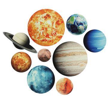 9Pcs/set Planet Stickers Solar System Planets Wall Stickers Wall Decal Home Living Room Kids Room Baby Nursery Decorations - Trendha