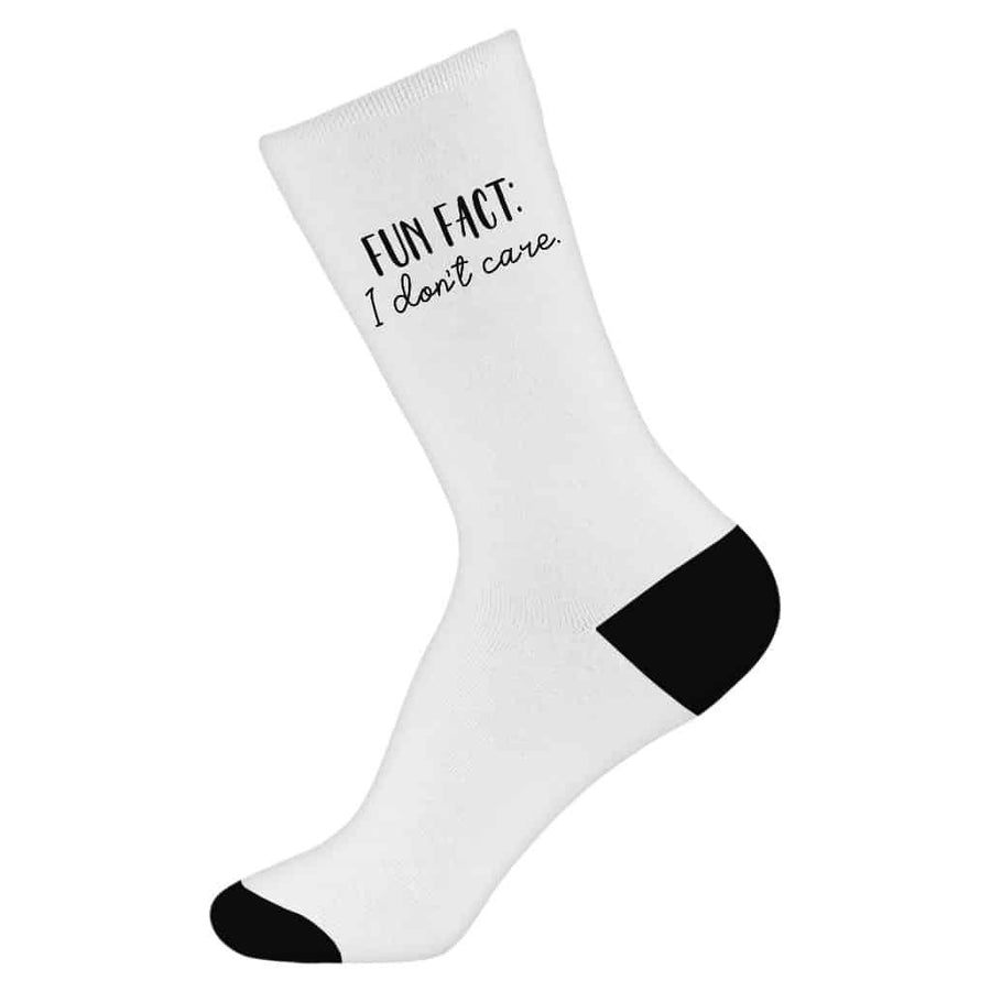 Fun Fact I Don't Care Socks - Cool Novelty Socks - Trendy Crew Socks - Trendha