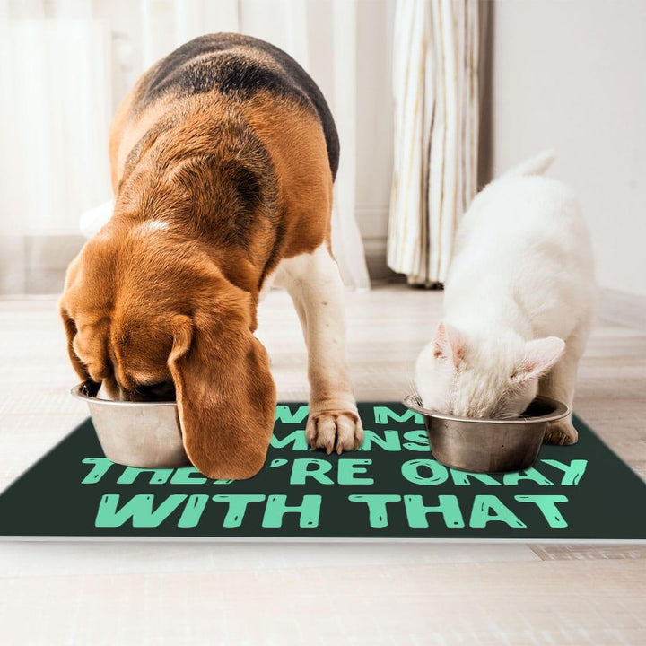 Funny Pet Food Mat - Printed Anti-Slip Pet Bowl Mat - Cool Pet Feeding Mat - Trendha