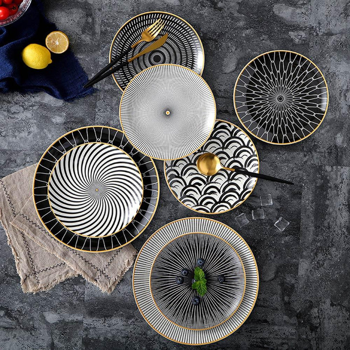 Graphic Pattern Ceramic Plate - Trendha
