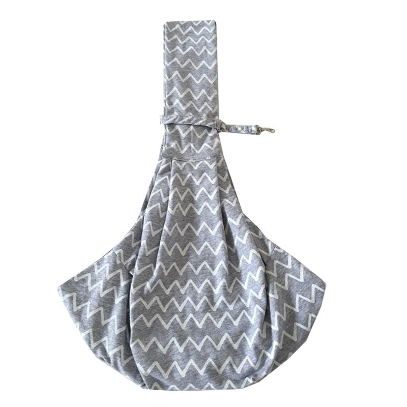 Grey Striped Cotton Pet's Sling Carrier Bag - Trendha