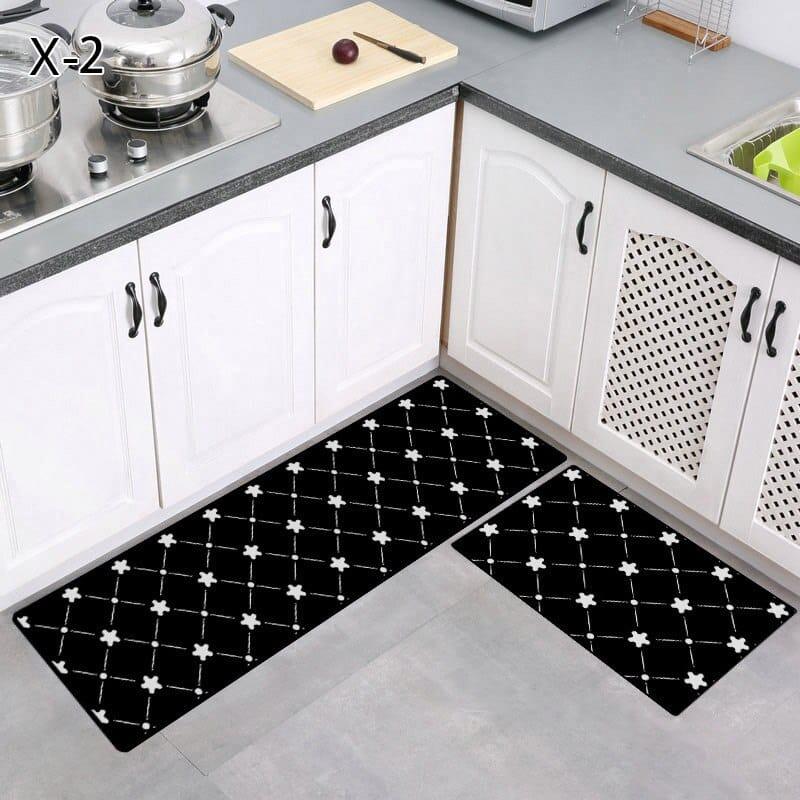 Monochrome Geometric Pattern Kitchen Mat - Trendha