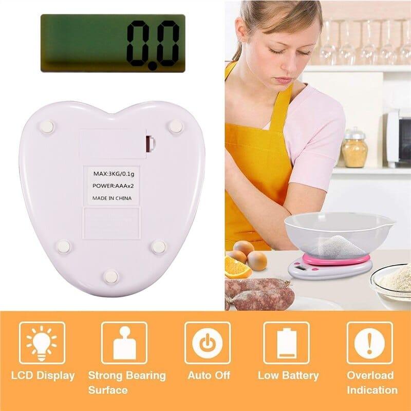 Pink Heart Shaped Digital Kitchen Scale with LCD Display - Trendha