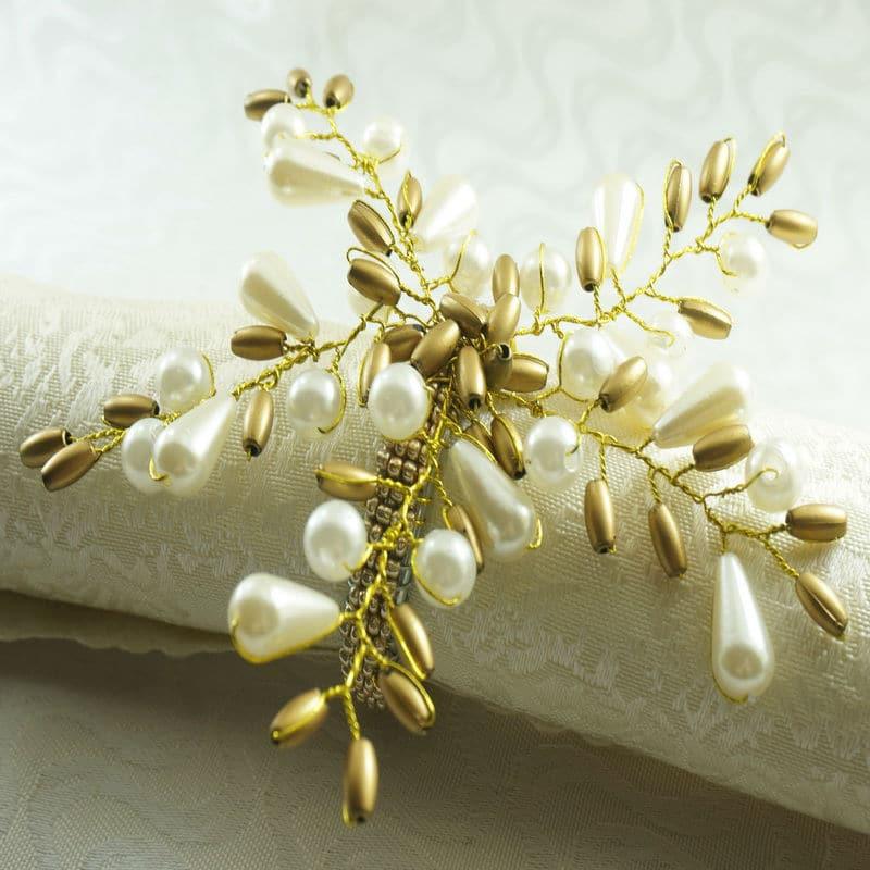 Set of 12 Pearl Flower Napkin Rings - Trendha