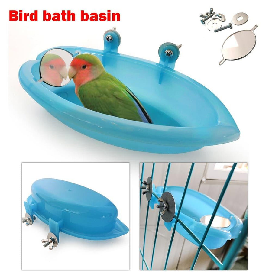 Sky Blue Design Bird Bath with Mirror - Trendha